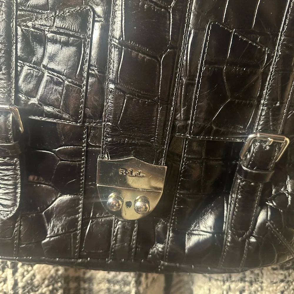 Classic Ralph Lauren crossbody leather bag w/croc-embossed detailing - Picture 3 of 13